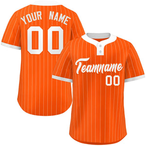 Custom Orange White Stripe Fashion Authentic Two-Button Baseball Jersey