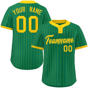 Custom Kelly Green Gold Stripe Fashion Authentic Two-Button Baseball Jersey