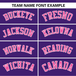 Custom Purple White-Pink Color Block Personalized Authentic Two-Button Baseball Jersey