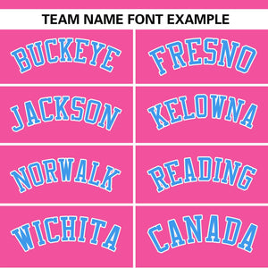 Custom Pink White-Powder Blue Color Block Personalized Authentic Two-Button Baseball Jersey