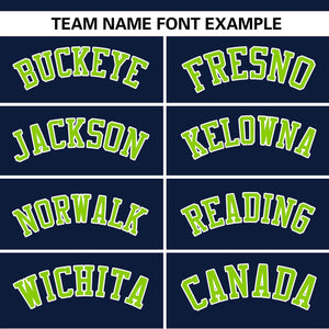 Custom Navy White-Neon Green Color Block Personalized Authentic Two-Button Baseball Jersey