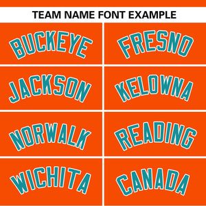 Custom Orange White-Aqua Color Block Personalized Authentic Two-Button Baseball Jersey