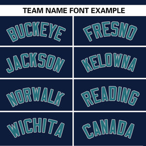 Custom Navy Gray-Aqua Color Block Personalized Authentic Two-Button Baseball Jersey