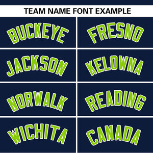 Custom Navy White-Neon Green Color Block Personalized Authentic Two-Button Baseball Jersey