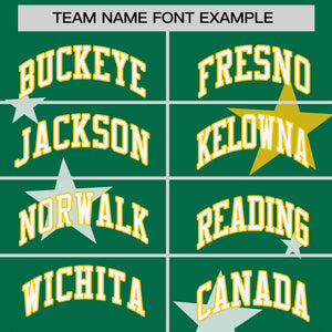 Custom Kelly Green Gold Personalized Star Graffiti Pattern Authentic Two-Button Baseball Jersey