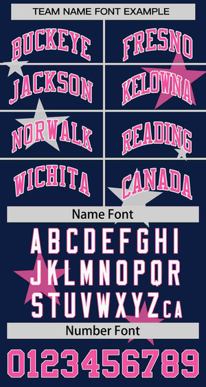 Custom Navy Pink Personalized Star Graffiti Pattern Authentic Two-Button Baseball Jersey
