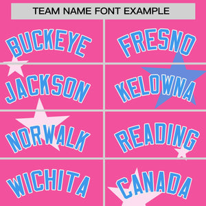 Custom Pink Powder Blue Personalized Star Graffiti Pattern Authentic Two-Button Baseball Jersey