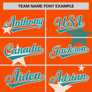 Custom Orange Aqua Personalized Star Graffiti Pattern Authentic Two-Button Baseball Jersey