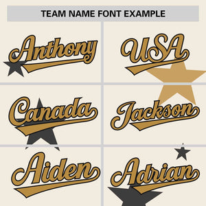 Custom Cream Old Gold Personalized Star Graffiti Pattern Authentic Two-Button Baseball Jersey