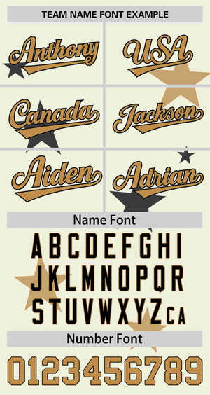 Custom Cream Old Gold Personalized Star Graffiti Pattern Authentic Two-Button Baseball Jersey