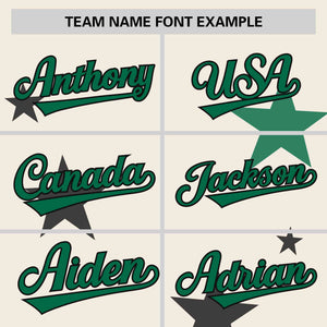 Custom Cream Kelly Green Personalized Star Graffiti Pattern Authentic Two-Button Baseball Jersey