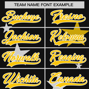 Custom Black Gold Personalized Star Graffiti Pattern Authentic Two-Button Baseball Jersey