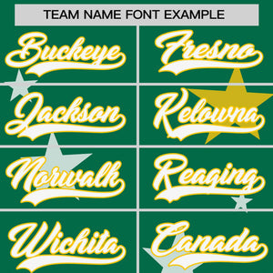 Custom Kelly Green Gold Personalized Star Graffiti Pattern Authentic Two-Button Baseball Jersey