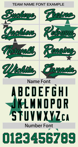 Custom Cream Kelly Green Personalized Star Graffiti Pattern Authentic Two-Button Baseball Jersey