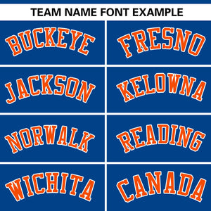 Custom Royal White-Orange Color Block Personalized V-Neck Authentic Pullover Baseball Jersey