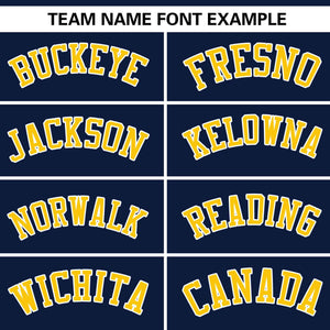 Custom Navy White-Gold Color Block Personalized V-Neck Authentic Pullover Baseball Jersey