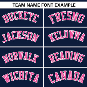 Custom Navy White-Pink Color Block Personalized V-Neck Authentic Pullover Baseball Jersey