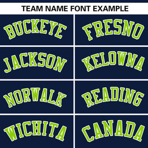 Custom Navy White-Neon Green Color Block Personalized V-Neck Authentic Pullover Baseball Jersey