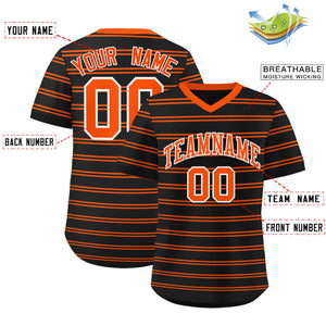 Custom Black Orange Personalized Horizontal Stripe Authentic Pullover Baseball Jersey