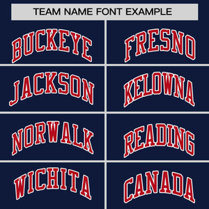 Custom Navy Red Personalized Horizontal Stripe Authentic Pullover Baseball Jersey