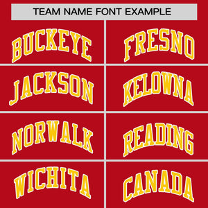 Custom Red Gold Personalized Horizontal Stripe Authentic Pullover Baseball Jersey