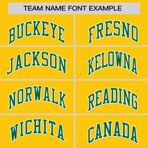 Custom Gold Kelly Green Personalized Horizontal Stripe Authentic Pullover Baseball Jersey