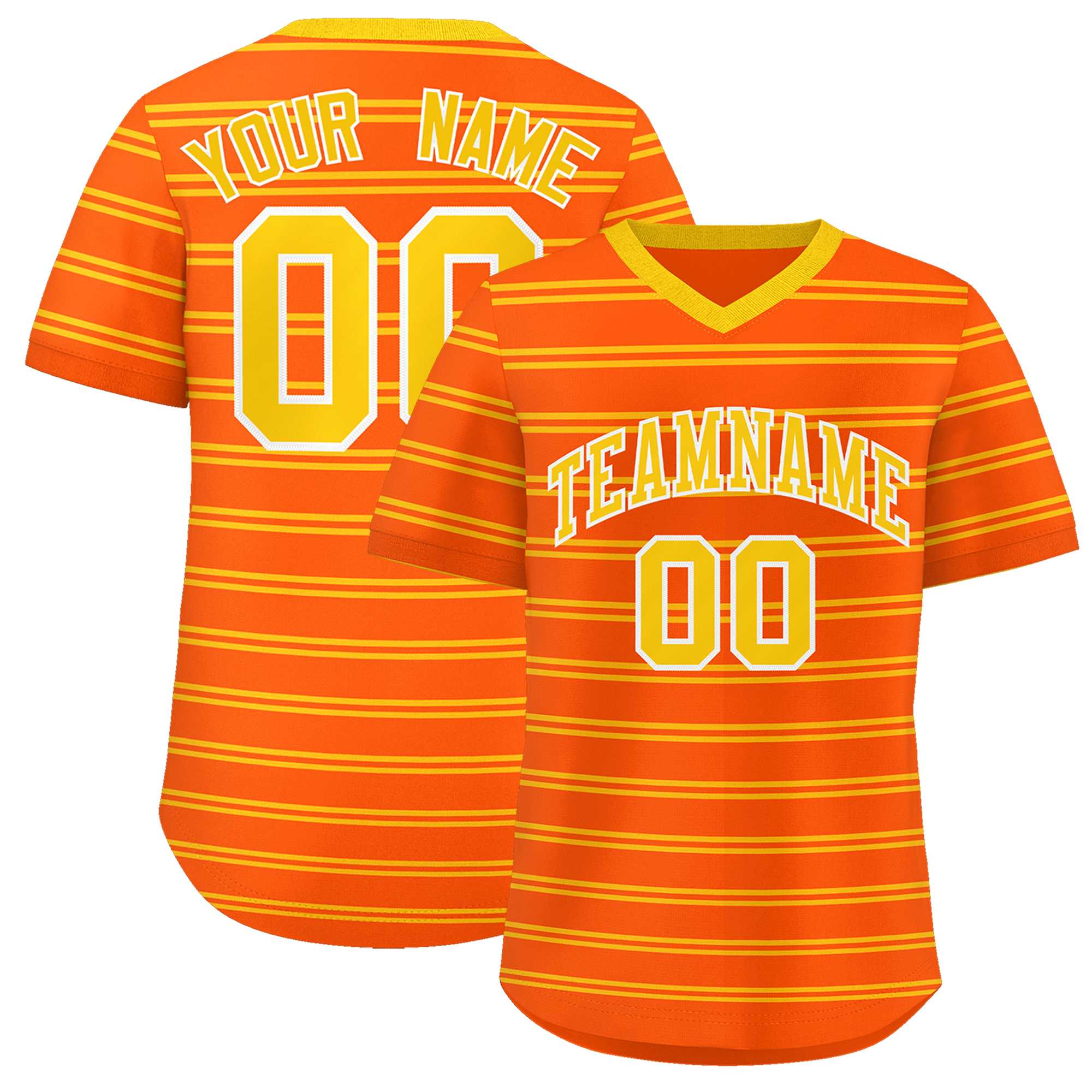 Custom Orange Gold Personalized Horizontal Stripe Authentic Pullover Baseball Jersey