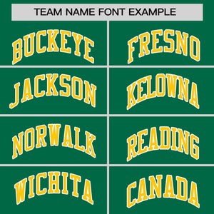 Custom Kelly Green Gold Personalized Horizontal Stripe Authentic Pullover Baseball Jersey