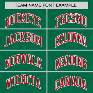 Custom Kelly Green Red Personalized Horizontal Stripe Authentic Pullover Baseball Jersey