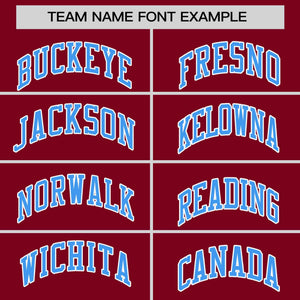 Custom Crimson Powder Blue Personalized Horizontal Stripe Authentic Pullover Baseball Jersey