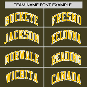 Custom Olive Gold Personalized Horizontal Stripe Authentic Pullover Baseball Jersey