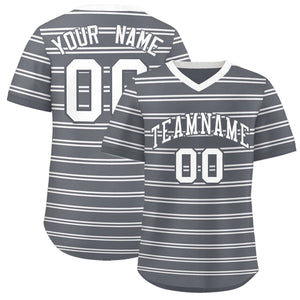 Custom Dark Gray White Personalized Horizontal Stripe Authentic Pullover Baseball Jersey