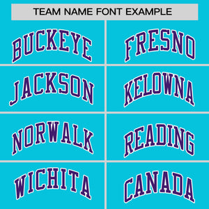 Custom Sky Blue Purple-White Personalized Horizontal Stripe Authentic Pullover Baseball Jersey