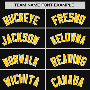 Custom Black Gold Personalized Horizontal Stripe Authentic Pullover Baseball Jersey