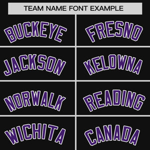 Custom Black Purple Personalized Horizontal Stripe Authentic Pullover Baseball Jersey