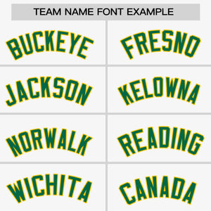 Custom White Kelly Green-Gold Personalized Horizontal Stripe Authentic Pullover Baseball Jersey