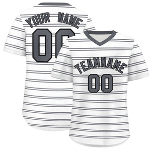 Custom White Dark Gray-White Personalized Horizontal Stripe Authentic Pullover Baseball Jersey