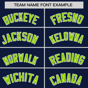 Custom Navy Neon Green Personalized Horizontal Stripe Authentic Pullover Baseball Jersey