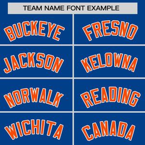 Custom Royal Orange Personalized Horizontal Stripe Authentic Pullover Baseball Jersey