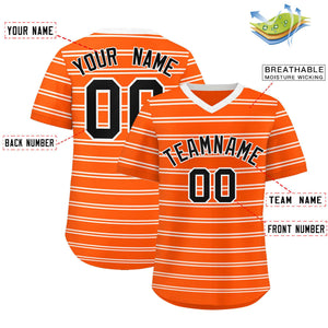 Custom Orange White Personalized Horizontal Stripe Authentic Pullover Baseball Jersey