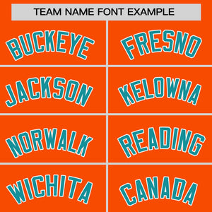 Custom Orange Aqua Personalized Horizontal Stripe Authentic Pullover Baseball Jersey