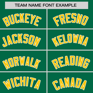 Custom Kelly Green Gold Personalized Horizontal Stripe Authentic Pullover Baseball Jersey