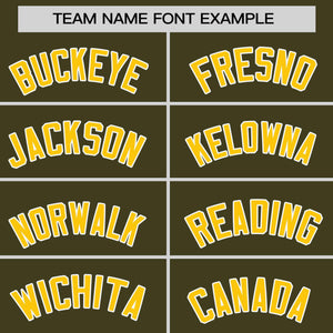 Custom Olive Gold Personalized Horizontal Stripe Authentic Pullover Baseball Jersey