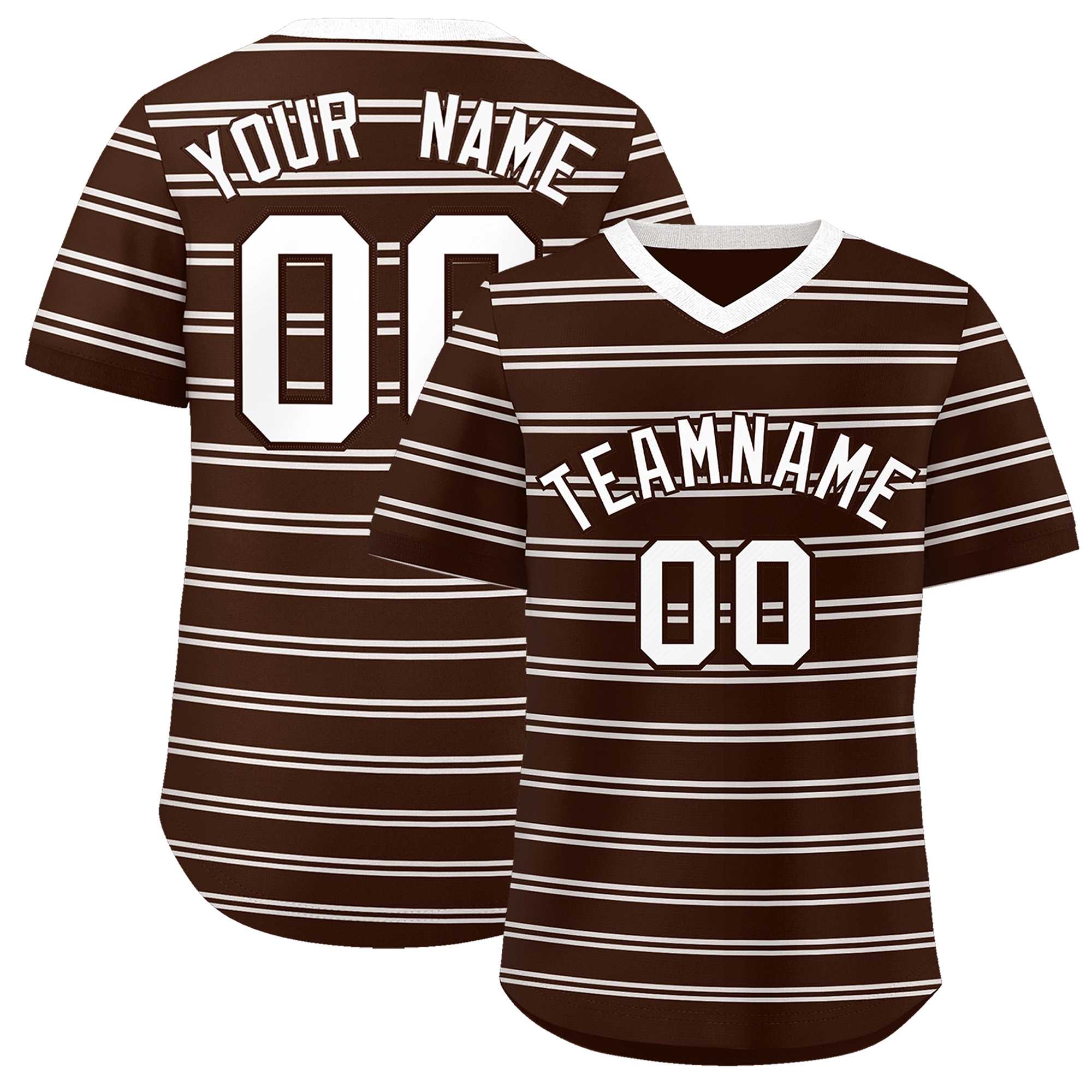 Custom Brown White Personalized Horizontal Stripe Authentic Pullover Baseball Jersey