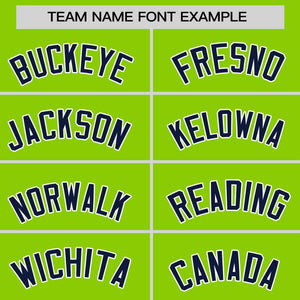 Custom Neon Green Navy Personalized Horizontal Stripe Authentic Pullover Baseball Jersey