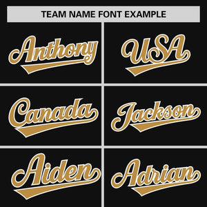 Custom Black Old Gold Personalized Horizontal Stripe Authentic Pullover Baseball Jersey