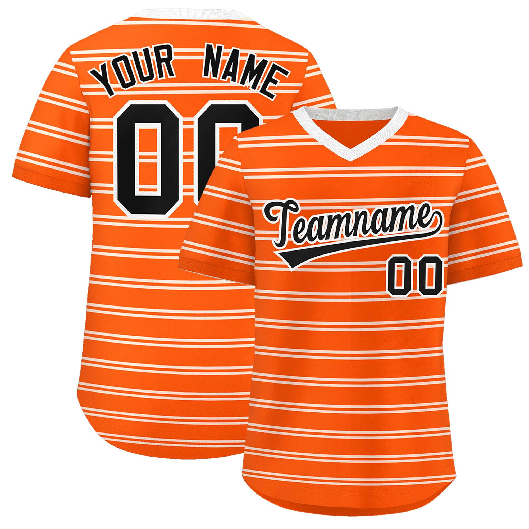 Custom Orange White Personalized Horizontal Stripe Authentic Pullover Baseball Jersey