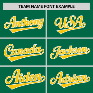 Custom Kelly Green Gold Personalized Horizontal Stripe Authentic Pullover Baseball Jersey