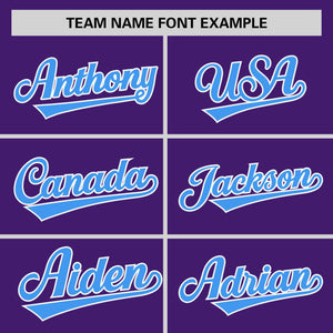 Custom Purple Powder Blue Personalized Horizontal Stripe Authentic Pullover Baseball Jersey