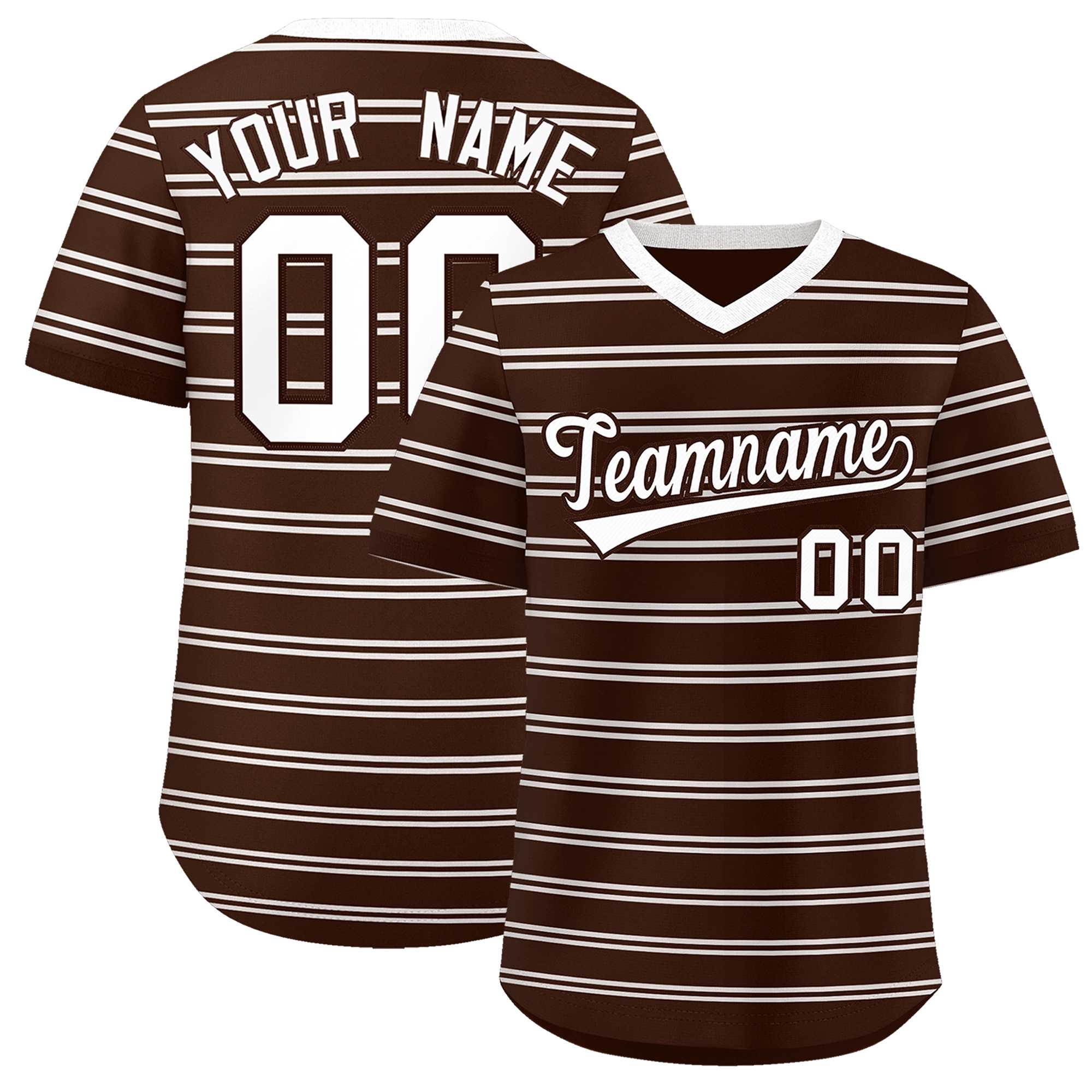 Custom Brown White Personalized Horizontal Stripe Authentic Pullover Baseball Jersey